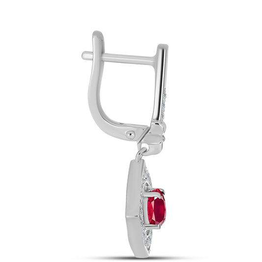 Pendientes de Plata con Rubí de Madagascar y Topacio Blanco