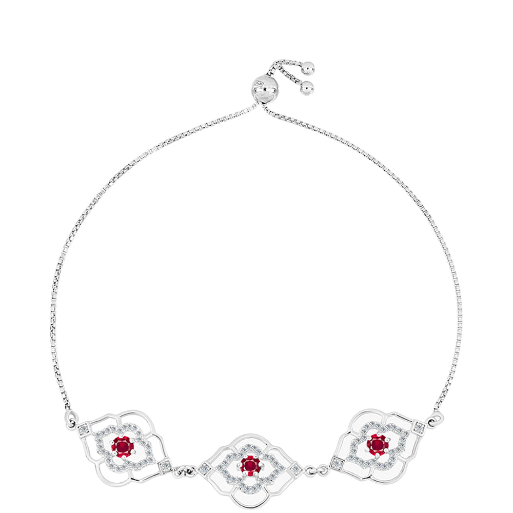 Pulsera de Plata con Rubí de Madagascar y Topacio Blanco 1 