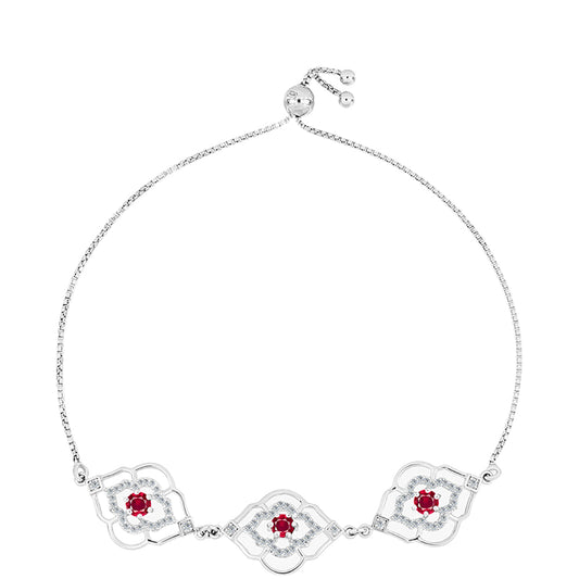 Pulsera de Plata con Rubí de Madagascar y Topacio Blanco