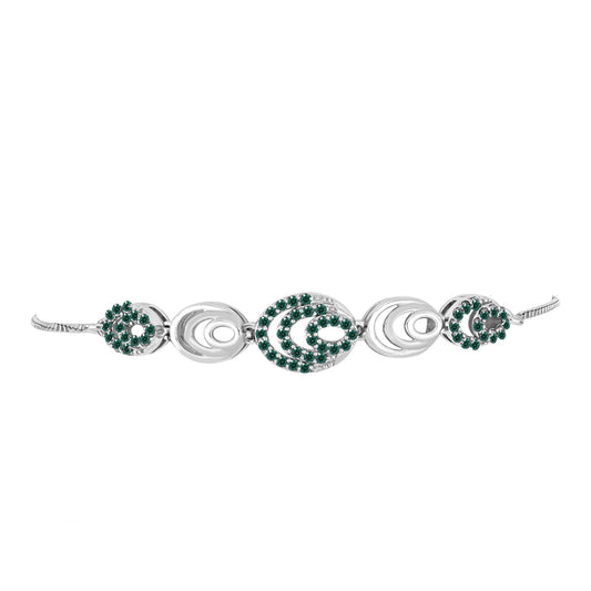 Pulsera de Plata con Moissanita azul mar verdosa