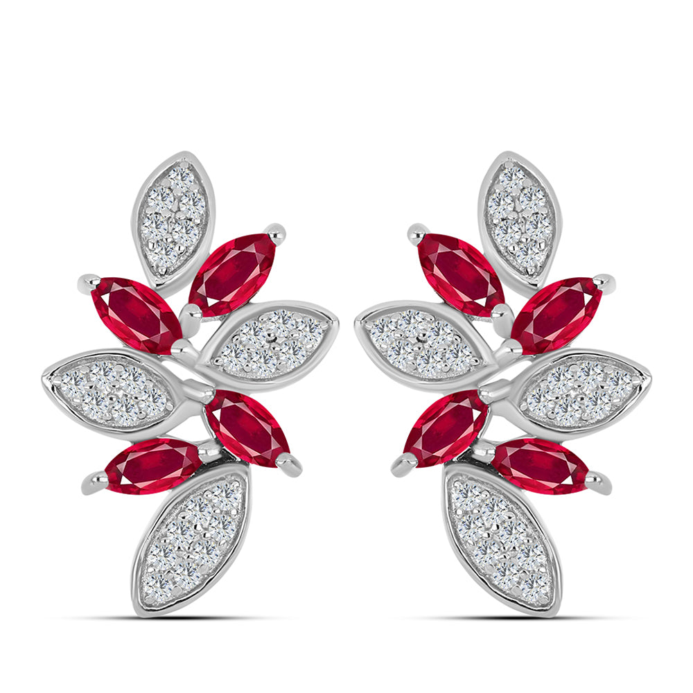 Pendientes de Plata con Rubí de Madagascar y Topacio Blanco