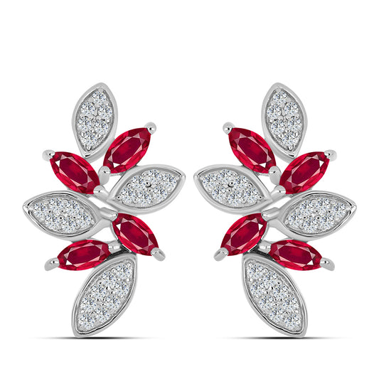 Pendientes de Plata con Rubí de Madagascar y Topacio Blanco