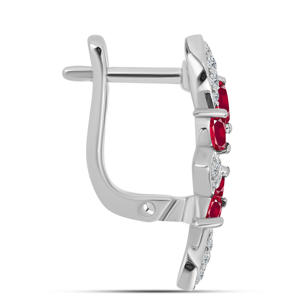 Pendientes de Plata con Rubí de Madagascar y Topacio Blanco 2 