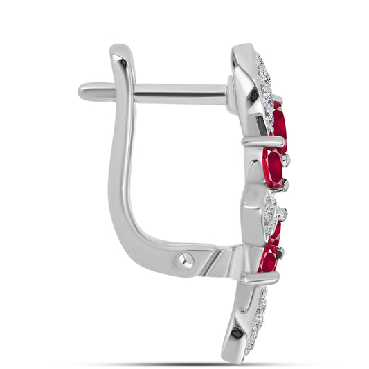 Pendientes de Plata con Rubí de Madagascar y Topacio Blanco