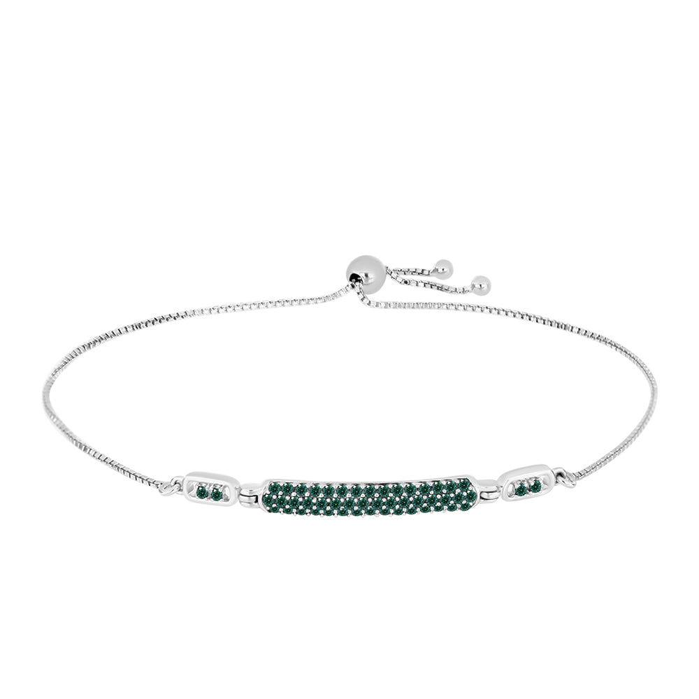 Pulsera de Plata con Moissanita azul mar verdosa