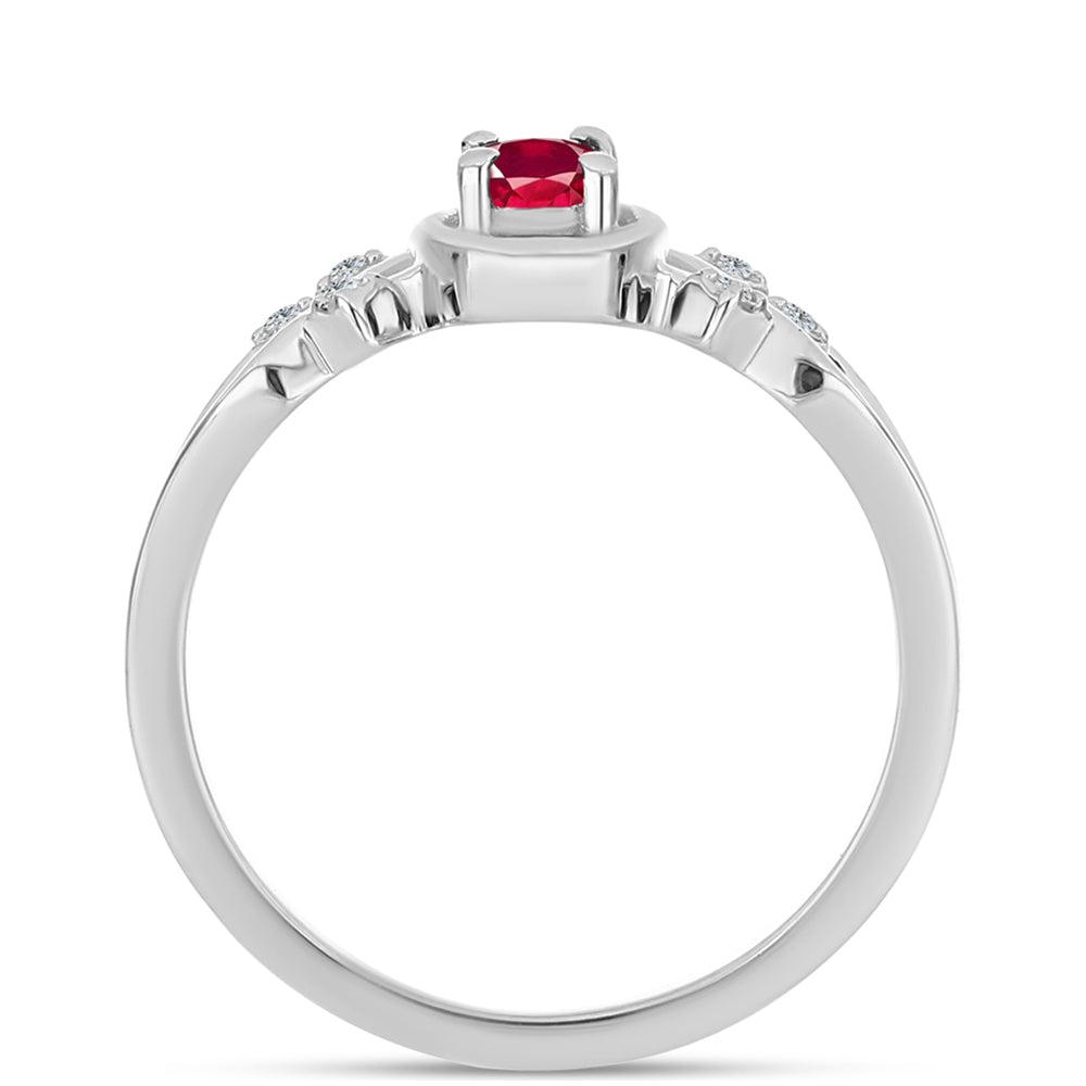 Anillo de Plata con Rubí de Madagascar y Topacio Blanco 2 