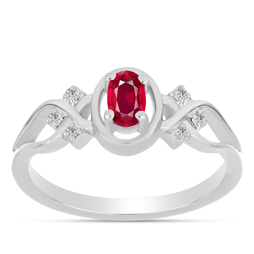 Anillo de Plata con Rubí de Madagascar y Topacio Blanco 3 