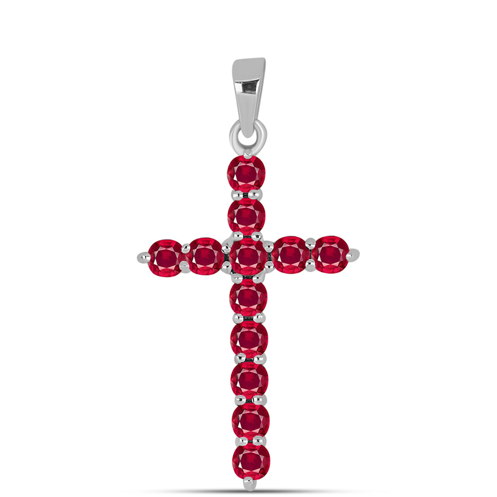 Cruz Colgante de Plata con Rubí de Madagascar 1 