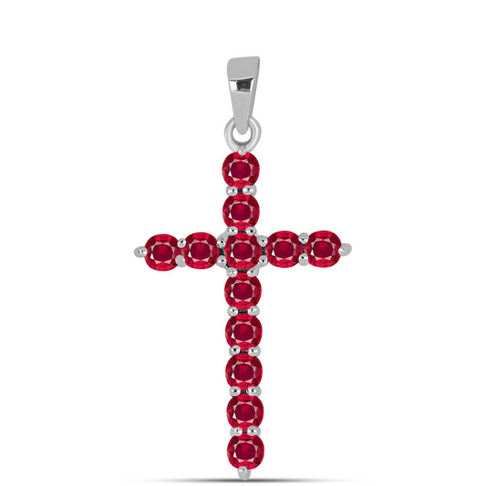 Cruz Colgante de Plata con Rubí de Madagascar