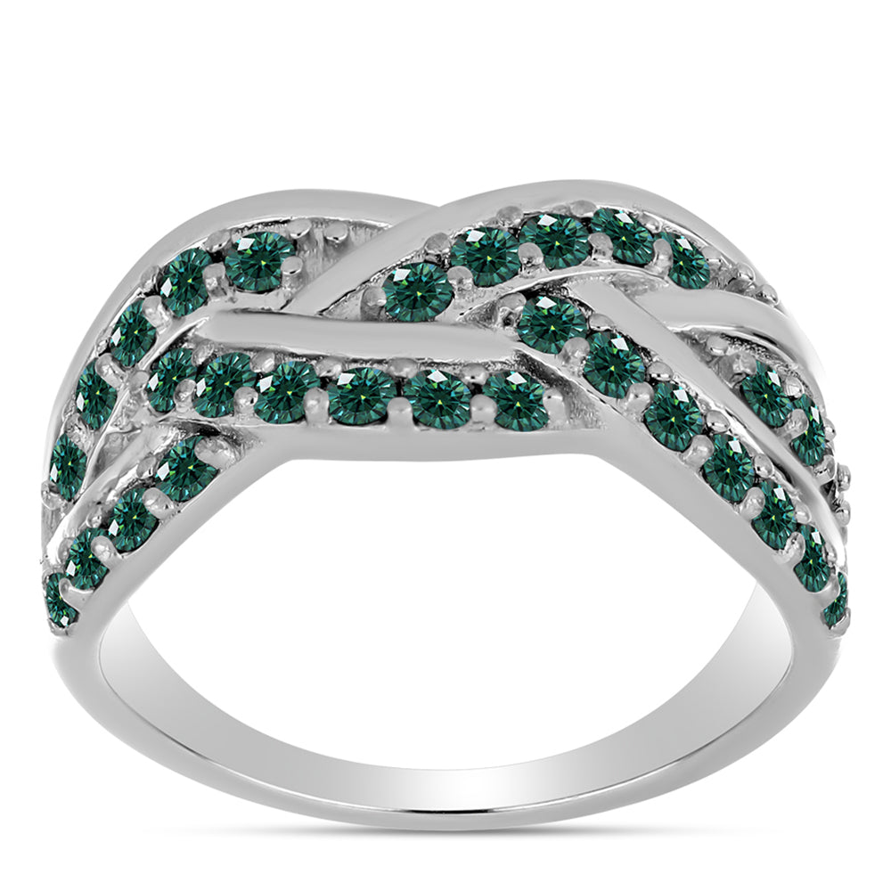 Anillo de Plata con Moissanita azul mar verdosa