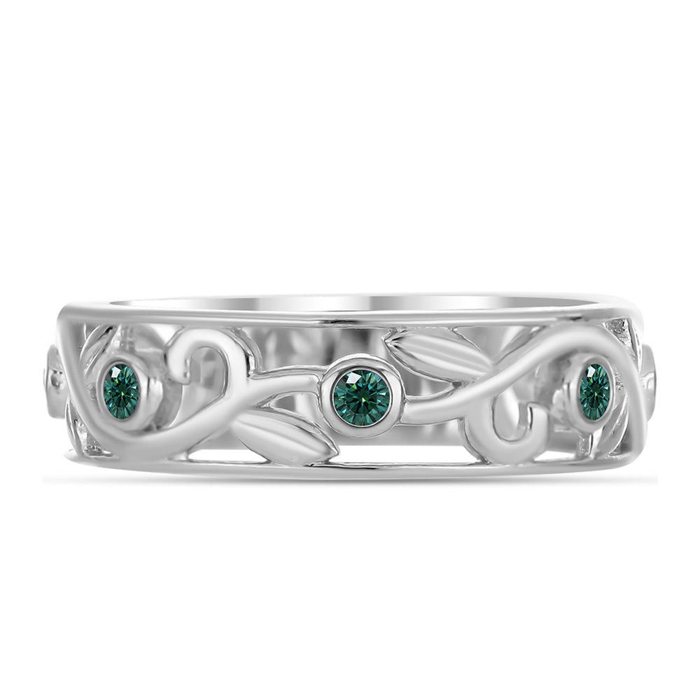 Anillo de Plata con Moissanita azul mar verdosa