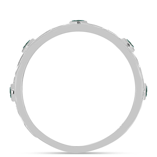 Anillo de Plata con Moissanita azul mar verdosa