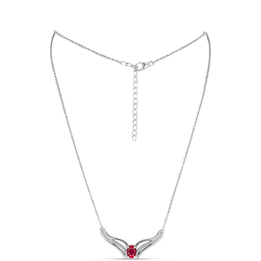 Collar de Plata con Rubí de Madagascar y Topacio Blanco