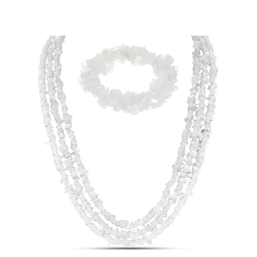 Conjunto Pepita con Piedra Lunar Arco Iris ( Collar +Pulsera ) 1 