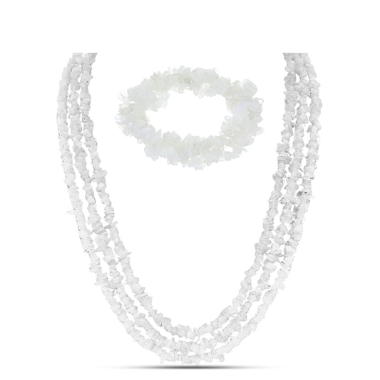 Conjunto Pepita con Piedra Lunar Arco Iris ( Collar +Pulsera )