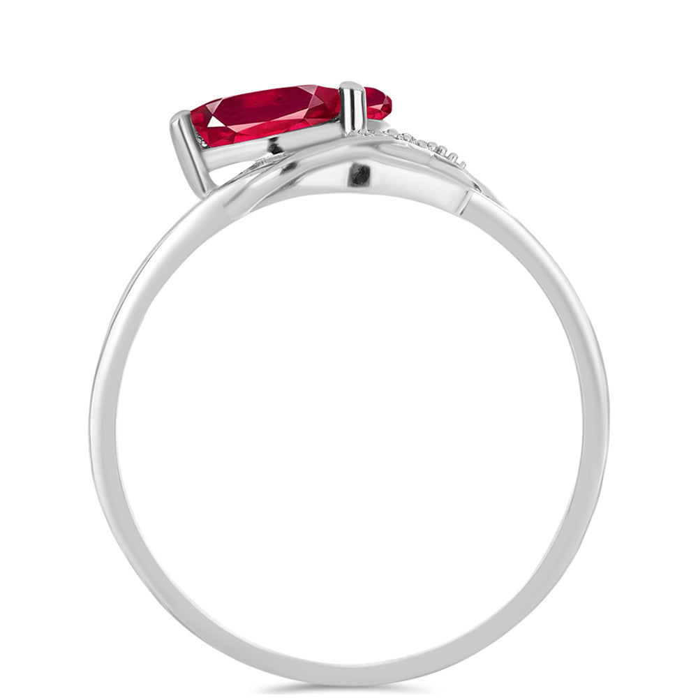 Anillo de Plata con Rubí de Madagascar y Topacio Blanco 2 