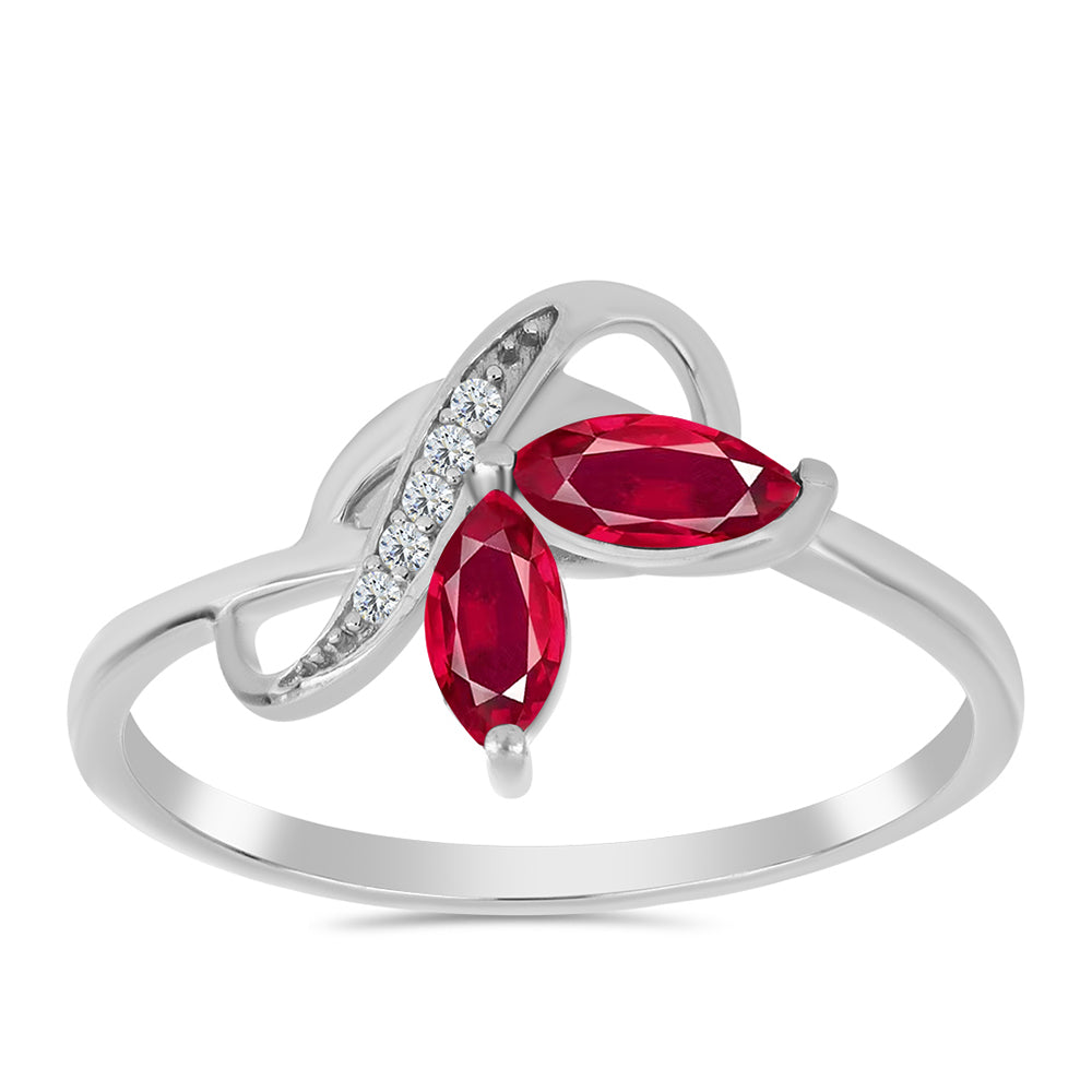 Anillo de Plata con Rubí de Madagascar y Topacio Blanco 3 