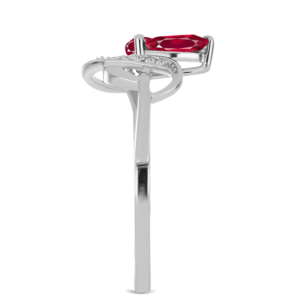 Anillo de Plata con Rubí de Madagascar y Topacio Blanco