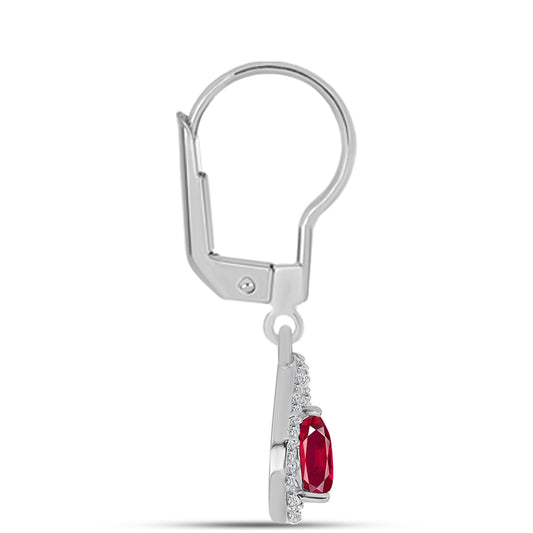 Pendientes de Plata con Rubí de Madagascar y Topacio Blanco