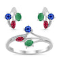Conjunto de Plata con Rubí de Madagascar y Esmeralda de Brasil ( Pendientes +Anillo )
