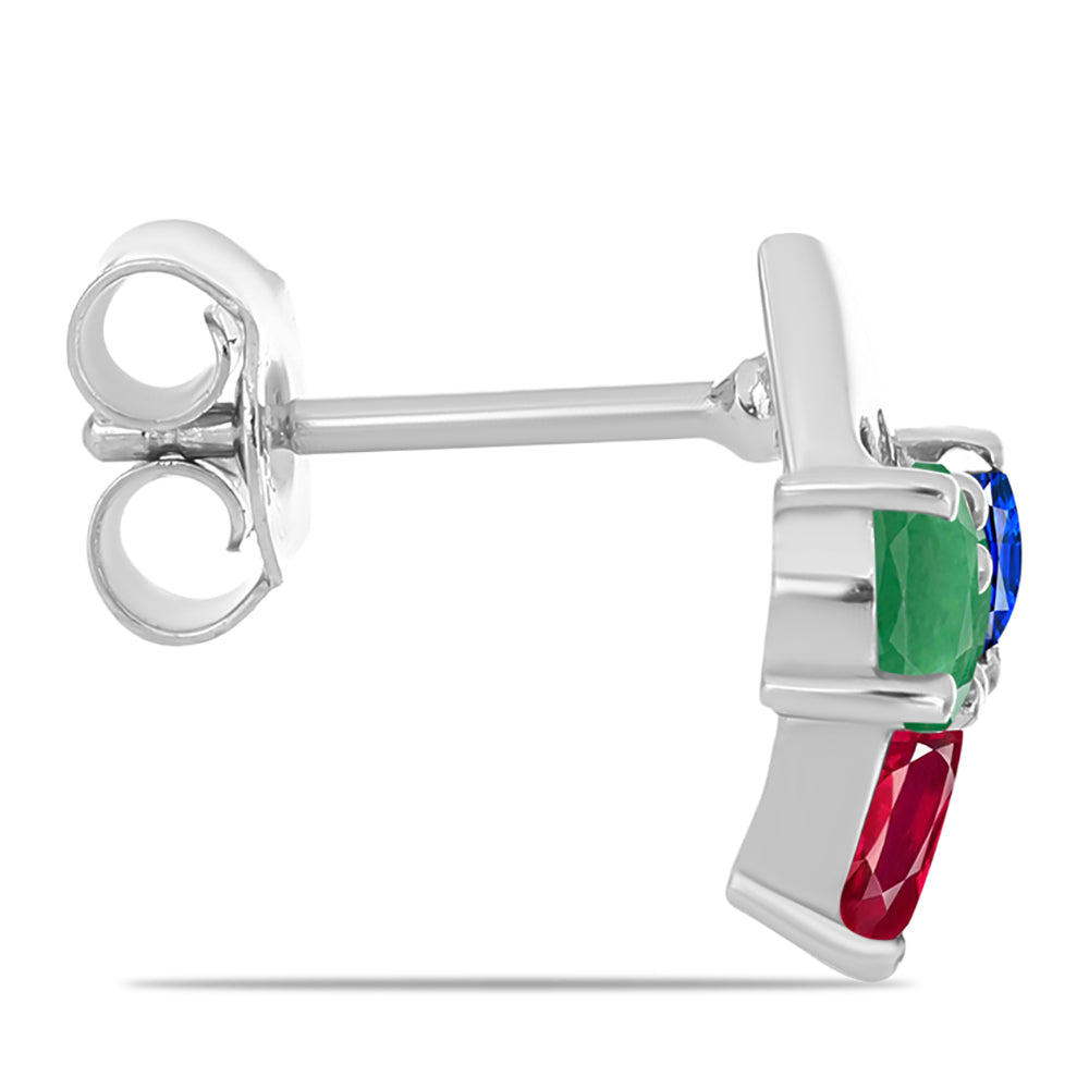 Conjunto de Plata con Rubí de Madagascar y Esmeralda de Brasil ( Pendientes +Anillo )