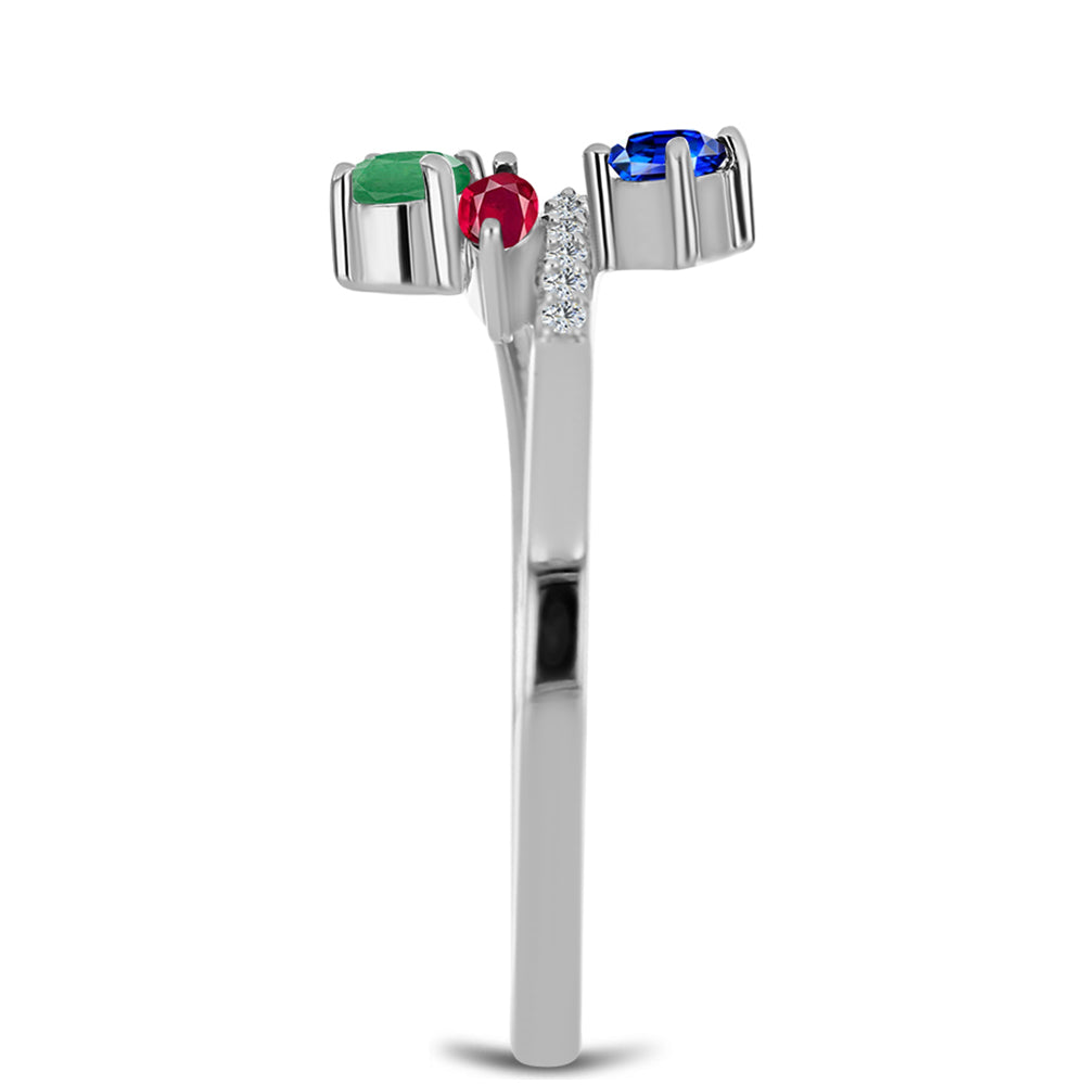 Conjunto de Plata con Rubí de Madagascar y Esmeralda de Brasil ( Pendientes +Anillo )