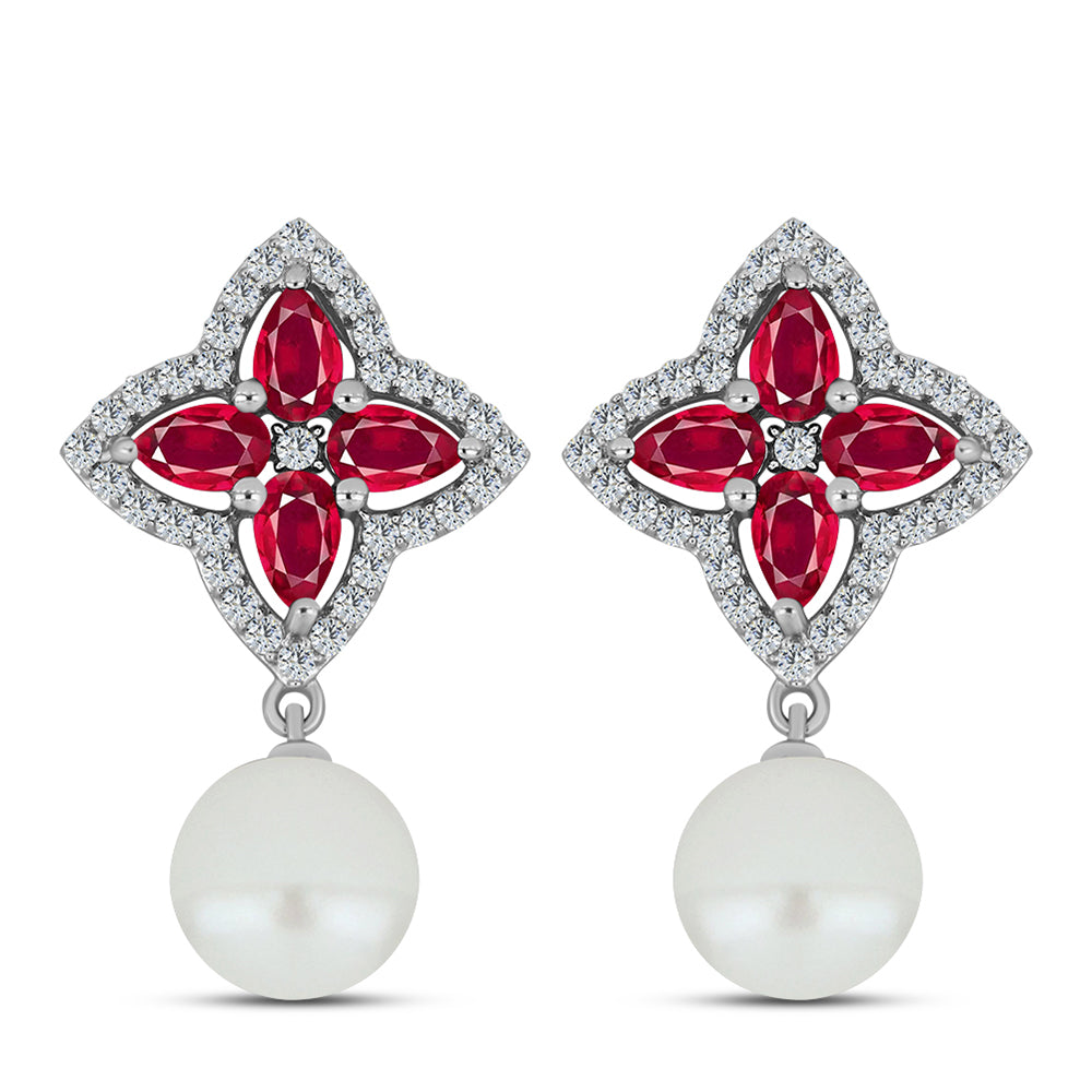 Colgante de Plata con Rubí de Madagascar y Perla blanca de agua dulce 1 