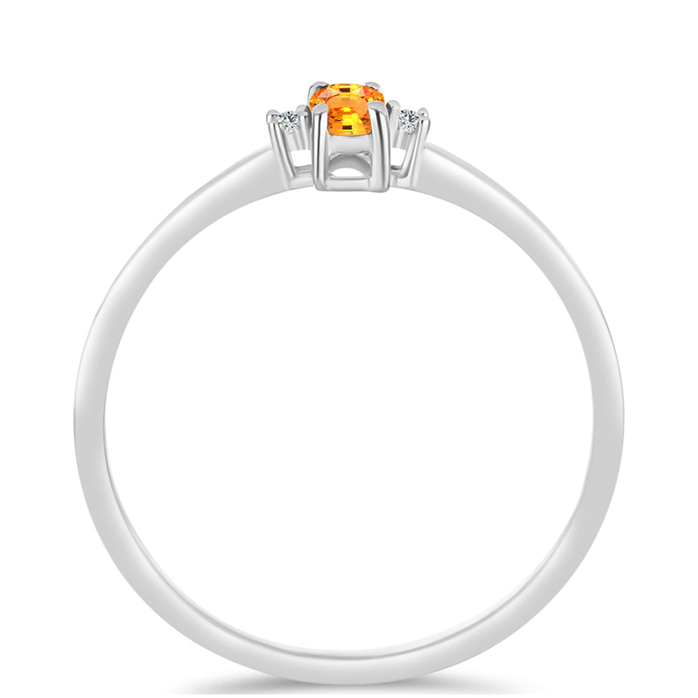 Anillo de Plata con Zafiro Padparadscha y Topacio Blanco