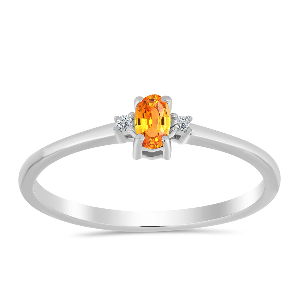 Anillo de Plata con Zafiro Padparadscha y Topacio Blanco