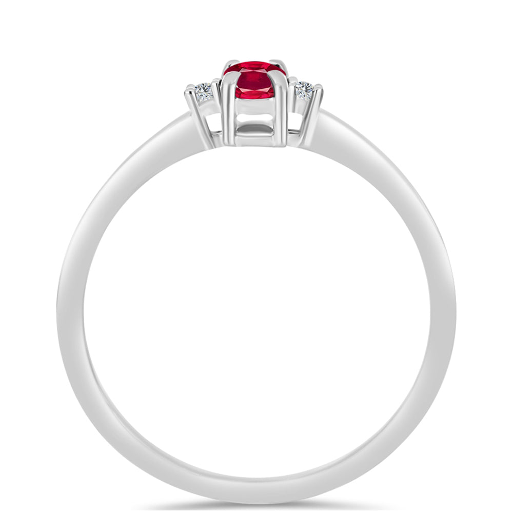 Anillo de Plata con Rubí de Madagascar y Topacio Blanco 2 