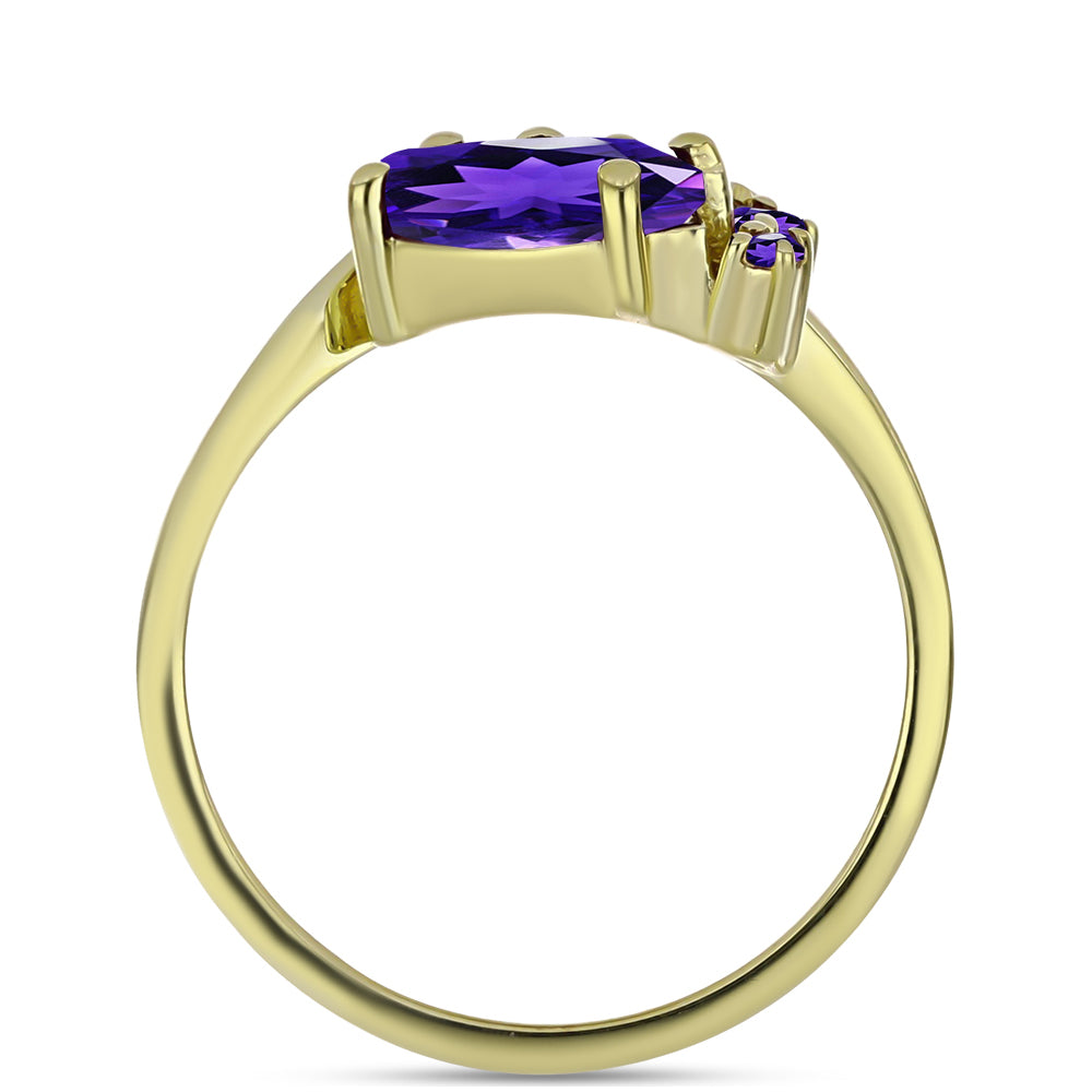 Anillo de Plata Bañada en Oro con Amatista de Marruecos 2 