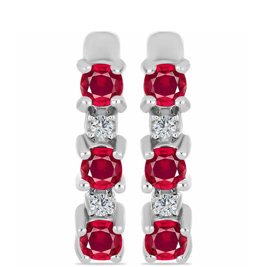 Pendientes de Plata con Rubí de Madagascar y Topacio Blanco