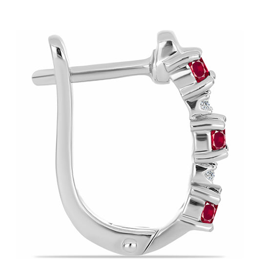 Pendientes de Plata con Rubí de Madagascar y Topacio Blanco