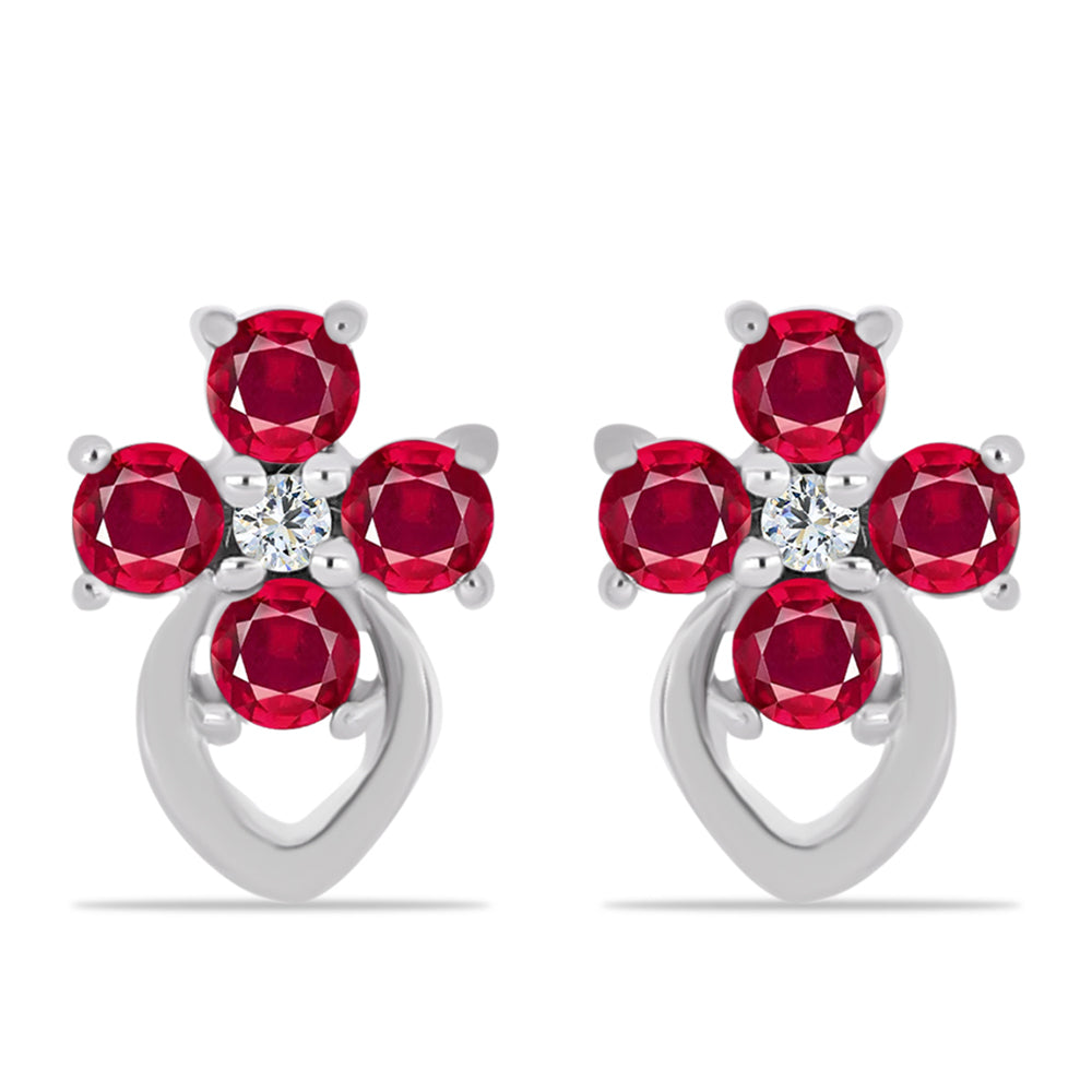 Pendientes de Plata con Rubí de Madagascar y Topacio Blanco 1 
