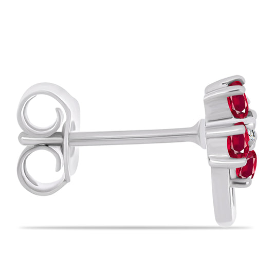 Pendientes de Plata con Rubí de Madagascar y Topacio Blanco