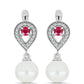 Pendientes de Plata con Rubí de Madagascar y Perla blanca de agua dulce