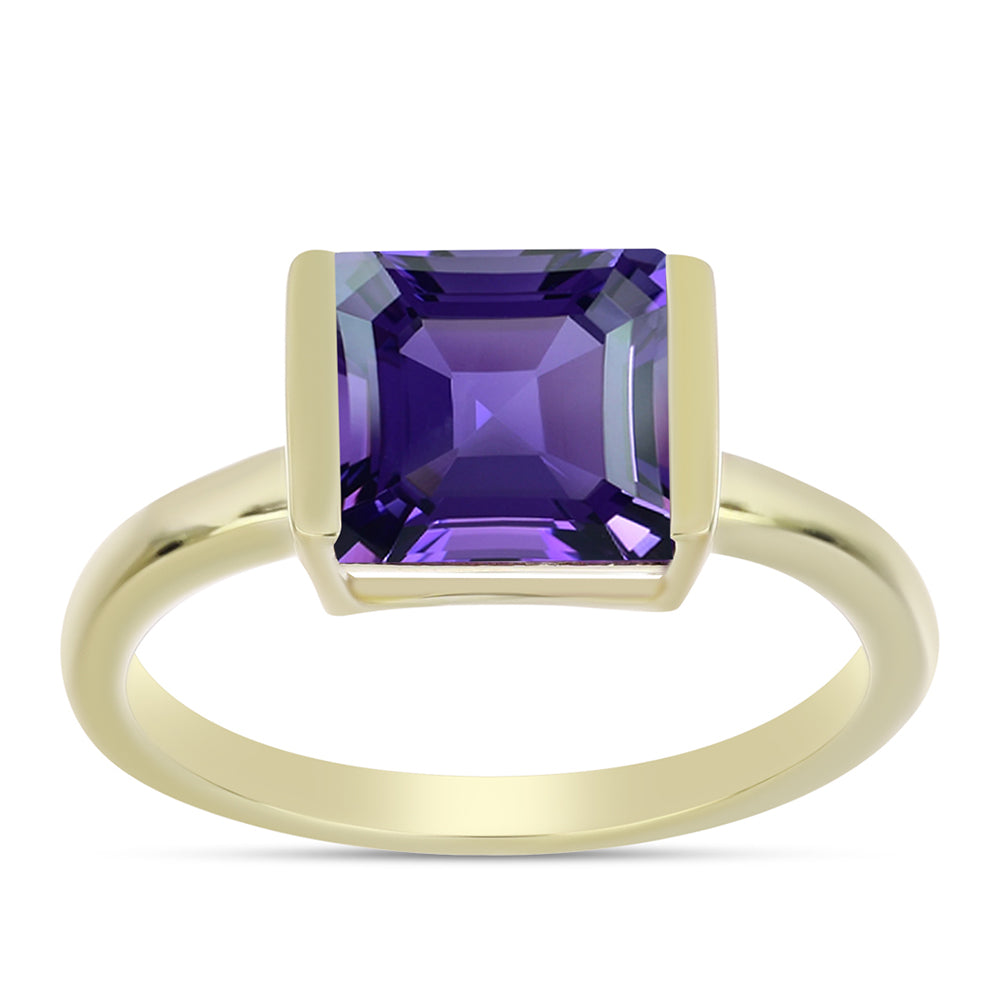 Anillo de Plata Bañada en Oro con Amatista de Marruecos 3 