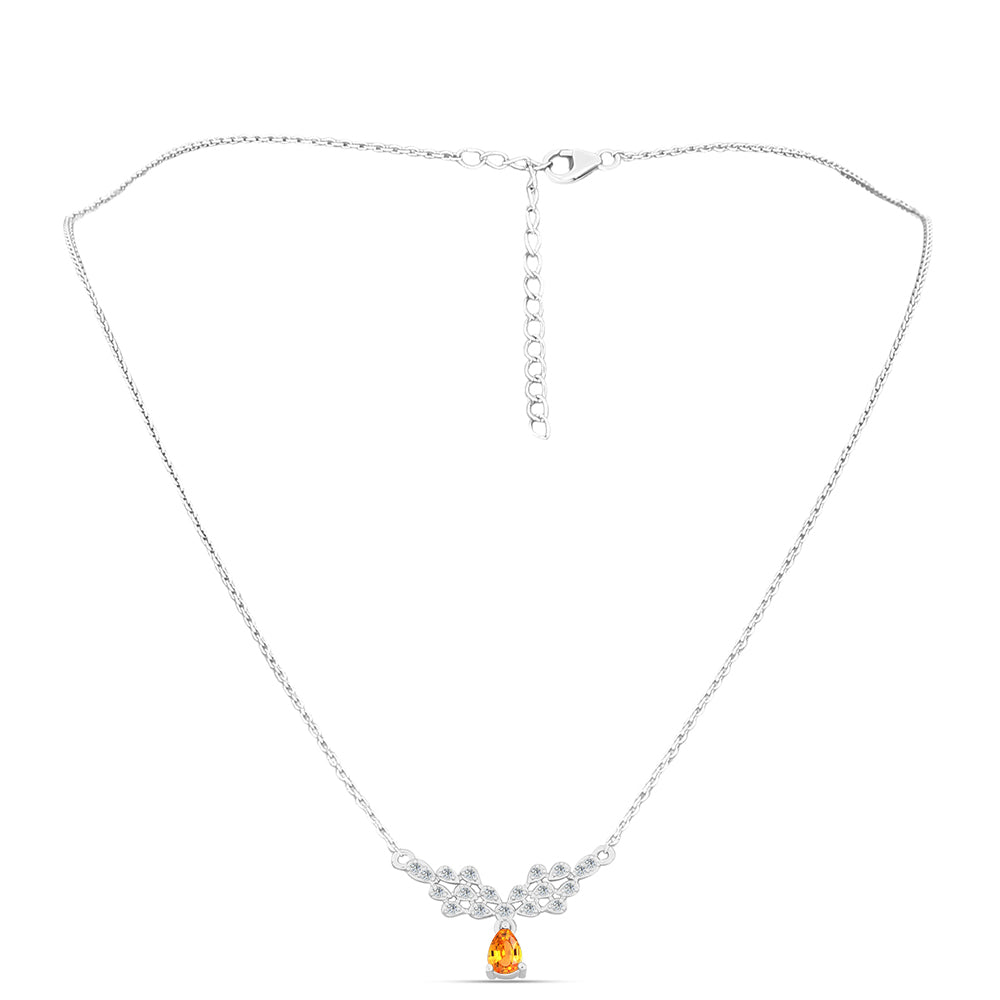 Collar de Plata con Zafiro Padparadscha y Topacio Blanco