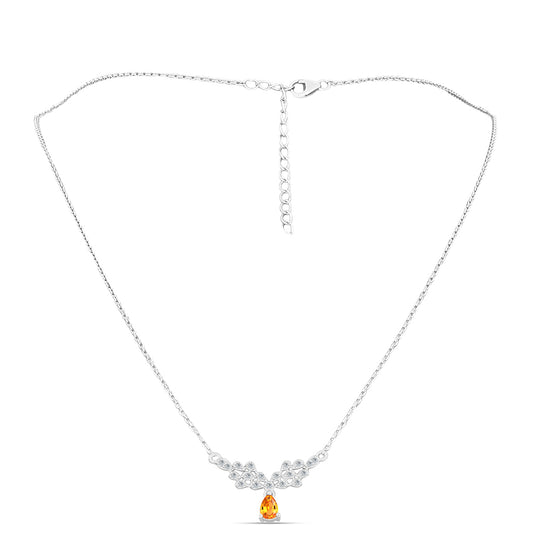 Collar de Plata con Zafiro Padparadscha y Topacio Blanco