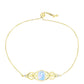 Pulsera de Plata Bañada en Oro con Piedra Lunar Arco Iris y Topacio Blanco