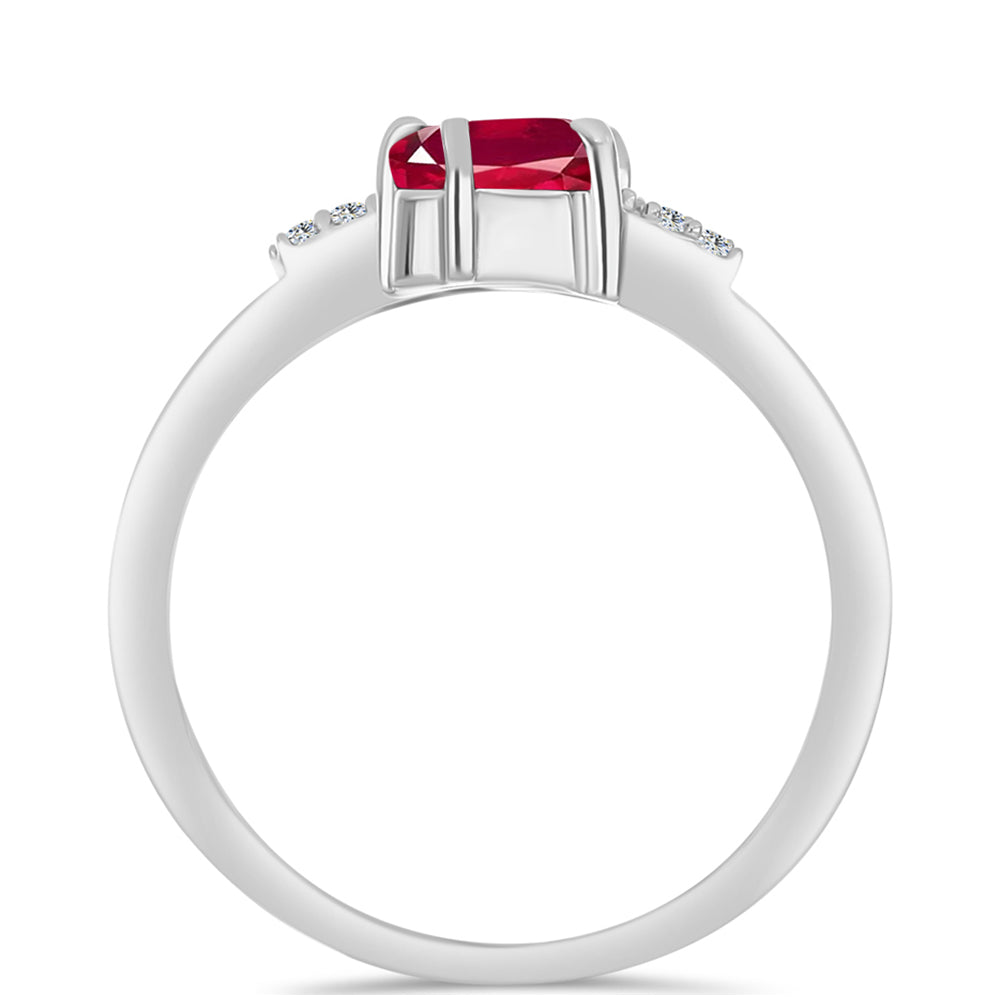 Anillo de Plata con Rubí de Madagascar y Topacio Blanco