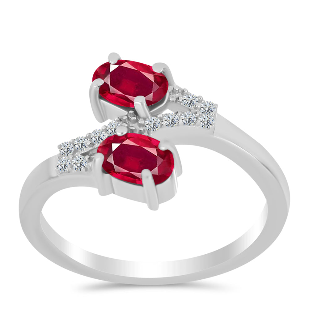 Anillo de Plata con Rubí de Madagascar y Topacio Blanco