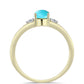 Anillo de Plata Bañada en Oro con Turquesa Bella Durmiente y Topacio Blanco