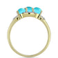 Anillo de Plata Bañada en Oro con Turquesa Bella Durmiente y Topacio Blanco