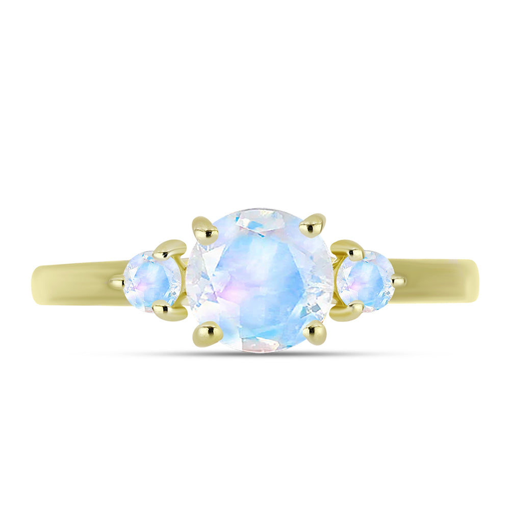 Anillo de Plata Bañada en Oro con Piedra Lunar Arco Iris 1 