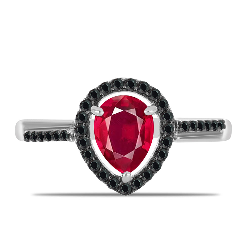 Anillo de Plata con Rubí de Madagascar y Espinela Negra
