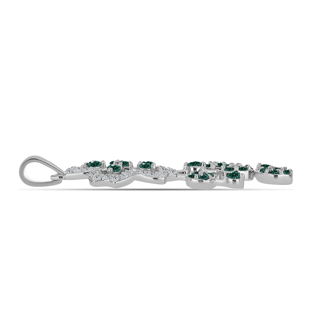 Colgante de Plata con Moissanita azul mar verdosa y Topacio Blanco 2 
