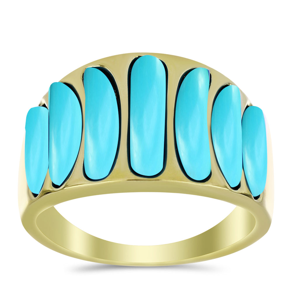 Anillo de Plata Bañada en Oro con Turquesa Bella Durmiente