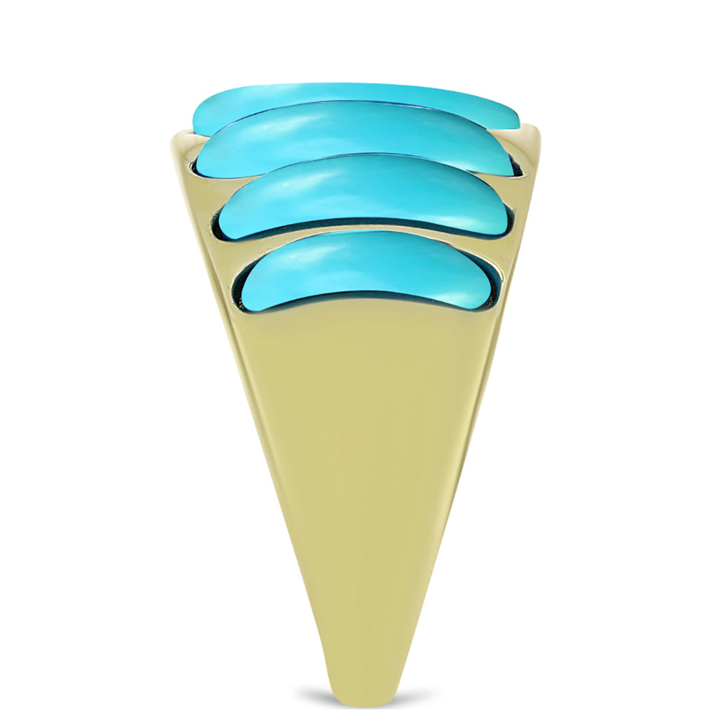 Anillo de Plata Bañada en Oro con Turquesa Bella Durmiente 4 