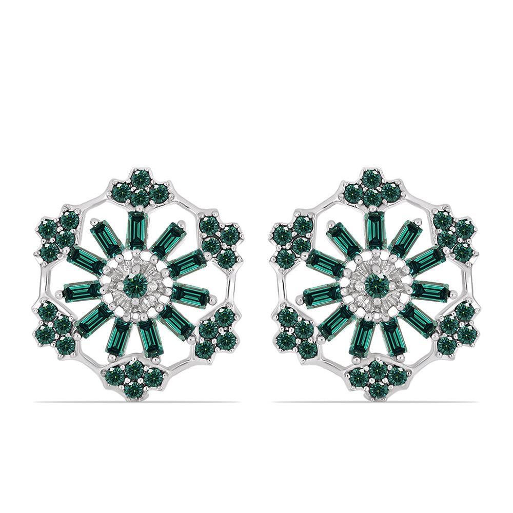 Pendientes de Plata con Moissanita azul mar verdosa